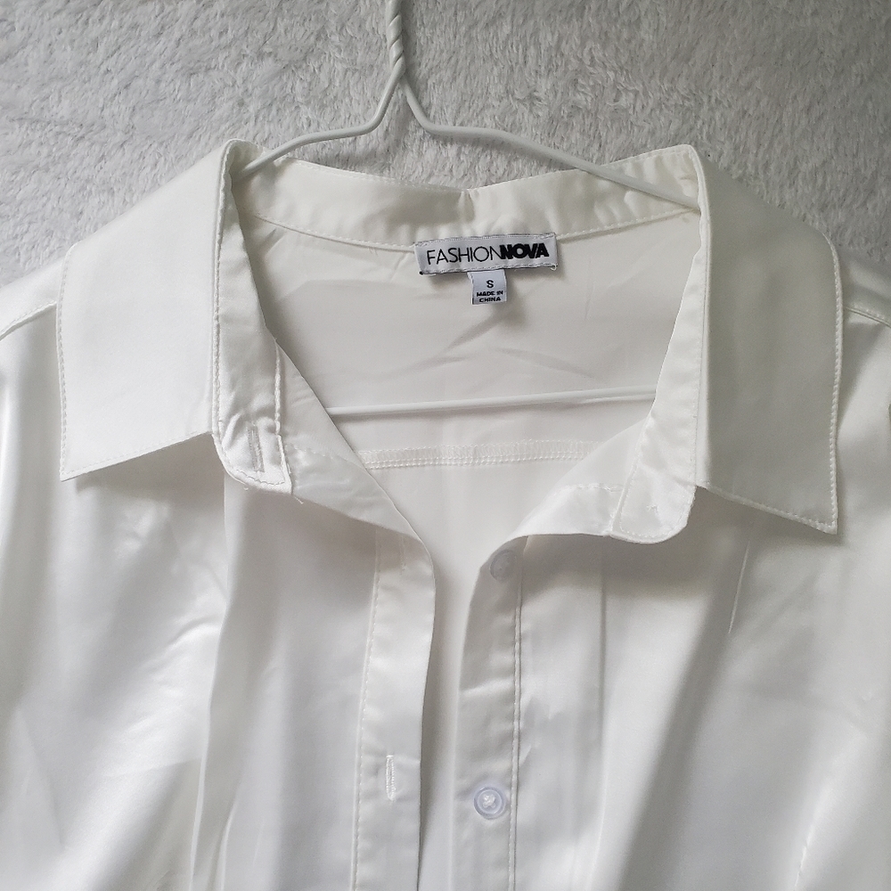 Silky Button Down Top - Picture 2 of 3
